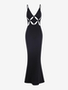 Robe Fourreau Longue Motif Losanges S Noir