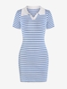 Robe Fourreau Rayée Contrastée en Tricot Maille Taille unique Bleu