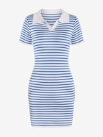 Robe Fourreau Rayée Contrastée en Tricot Maille Taille unique Bleu
