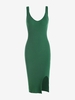 Robe Fourreau Tricotée à Fente Latérale S Vert