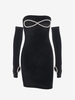 Robe Fourreau Zippée avec Fausse Perle en Velours S Noir