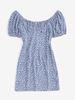 Robe Imprimée de Fleurs à Manches Bouffantes Xs Bleu profond