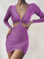 Robe Jersey Découpée Torsadée S Pourpre