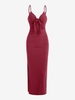 Robe Longue à Col Plongeant à Fente Élevée S Rouge