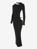 Robe Longue à Dos Nu et Fente Élevée en Jersey M Noir
