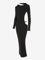 Robe Longue à Dos Nu et Fente Élevée en Jersey S Noir