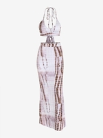 Robe Longue à Dos-Nu Hautement Fendue Deux-Pièces L Multi a