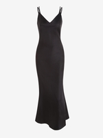 Robe Longue à Dos Nu Ornée de Strass S Noir