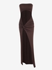 Robe Longue Ajourée à Fente Élevée M Café profond