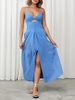 Robe Longue Découpée à Bretelles à Fente Élevée Xl Bleu