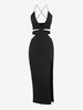 Robe Longue Découpée Croisée à Fente S Noir