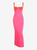 Robe Longue Fendue Contrastante S Rose clair