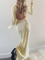 Robe Longue Fendue Rembourrée Au Dos à Epaule Dénudée M Café lumière