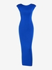 Robe Longue Moulante à Epaule Dénudée à Volants L Bleu