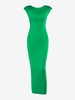 Robe Longue Moulante à Epaule Dénudée à Volants S Vert