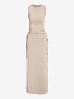 Robe Longue Moulante Fendue en Jersey M Café lumière