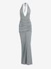 Robe Longue Plongeante à Dos Nu à Volants S Gris