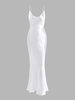 Robe Longue Soyeuse à Bretelles Ouverte Au Dos à Col Bénitier M Blanc