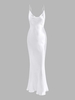 Robe Longue Soyeuse à Bretelles Ouverte Au Dos à Col Bénitier S Blanc