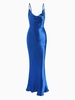 Robe Longue Soyeuse à Bretelles Ouverte Au Dos à Col Bénitier S Bleu