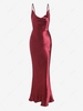 Robe Longue Soyeuse à Bretelles Ouverte Au Dos à Col Bénitier S Rouge