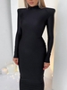 Robe Maxi à Col Montant à Épaules Découvertes à Manches Longues S Noir