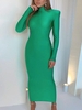 Robe Maxi à Col Montant à Épaules Découvertes à Manches Longues S Vert
