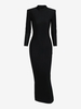 Robe Maxi à Col Montant à Épaulettes à Manches Longues M Noir