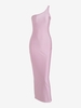 Robe Maxi Plissée à Une Épaule L Rose léger