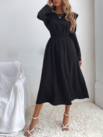 Robe Mi-Longue à Volants avec Trou de Serrure Au Dos Xl Noir