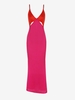Robe Mi-longue Bicolore à Découpe L Rouge