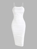 Robe Mi-Longue Bouclée Plissée M Blanc