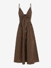 Robe Mi-Longue Boutonnée Rayée Nouée M Café