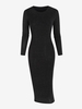 Robe Mi-Longue Brillante Métallisée à Manches Longues S Noir