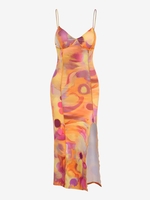 Robe Mi-longue Bustier Moulante Teintée Style Surjet à Fente Élevée M