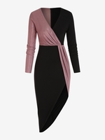 Robe Mi-Longue Drapée Brillante Superposée L Noir