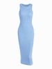 Robe Mi-longue en Maille Torsadée sans Manches L Bleu clair