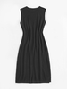Robe Mi-Longue en Tricot sans Manches à Ourlet Fendu S Noir