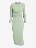 Robe Mi-Longue Fendue Croisée Nouée en Arrière M Vert clair