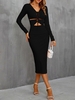 Robe Mi-longue Fendue Découpée à Lacets S Noir