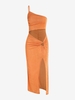 Robe Mi-longue Fendue Découpée en Jersey à Une Épaule Nue L Orange