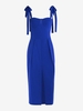 Robe Mi-longue Fendue Épaules Bowknot L Bleu