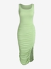 Robe Mi-Longue Fendue Plissée de Grande Taille