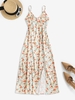Robe Mi-longue Fendue sur le Devant Soyeuse Motif Floral M