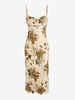 Robe Mi-longue Florale à Col Bénitier L Café