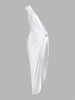 Robe Mi-Longue Hautement Fendue Anneau en O à Une Epaule S Blanc