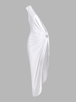 Robe Mi-Longue Hautement Fendue Anneau en O à Une Epaule S Blanc