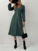 Robe Mi-Longue Léopard Boutonnée S Vert