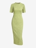 Robe Mi-longue Moulante Texturée à Dos Découpé M Vert clair