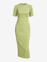 Robe Mi-longue Moulante Texturée à Dos Découpé M Vert clair